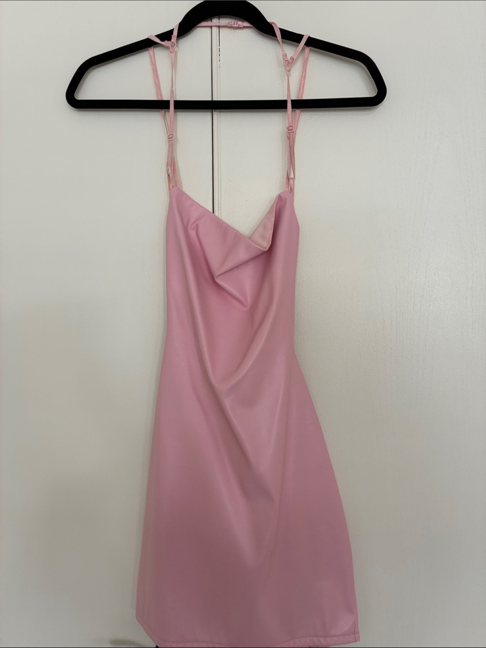 Delicate Pink Cowl-Neck Mini Dress